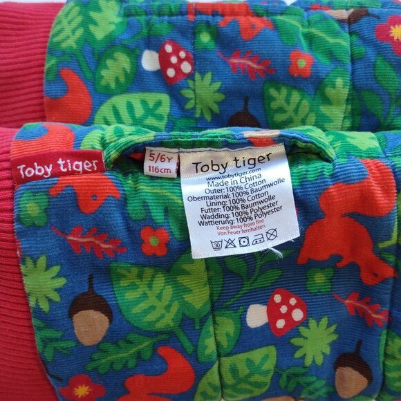 Toby Tiger Reversible Corduroy Vest/Gilet Red Squirrel Kid/Youth Sz 5/6 Yrs - Picture 9 of 10